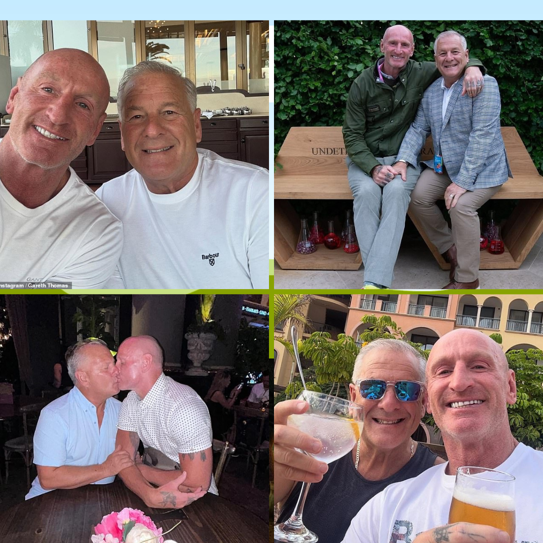 Gareth Thomas shares a kiss with his husband Stephen in loved-up snaps after revealing people ‘still walk out of a restaurant when he enters’ because of his HIV positive status