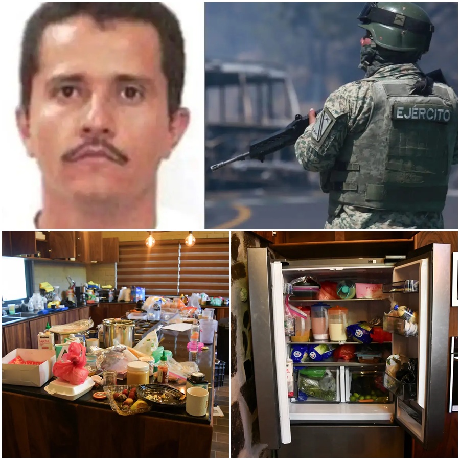 THE LAST STAND OF EL MENCHO. ๐จ Take a look inside the chaotic “love nest” where the worldโs most wanted kingpin spent his final days. Amidst the gold-plated weapons and religious altars, police made a “stunning” discovery in the kitchen. When they swung open the refrigerator door, the atmosphere changed instantly. Investigators found a “chilling” item that revealed El Menchoโs secret health crisis and a terrifying message left for the authorities. This changes everything we knew about his disappearance. ๐ก๏ธ๐ฃ READ the full report on the fridge discovery in the comments. ๐