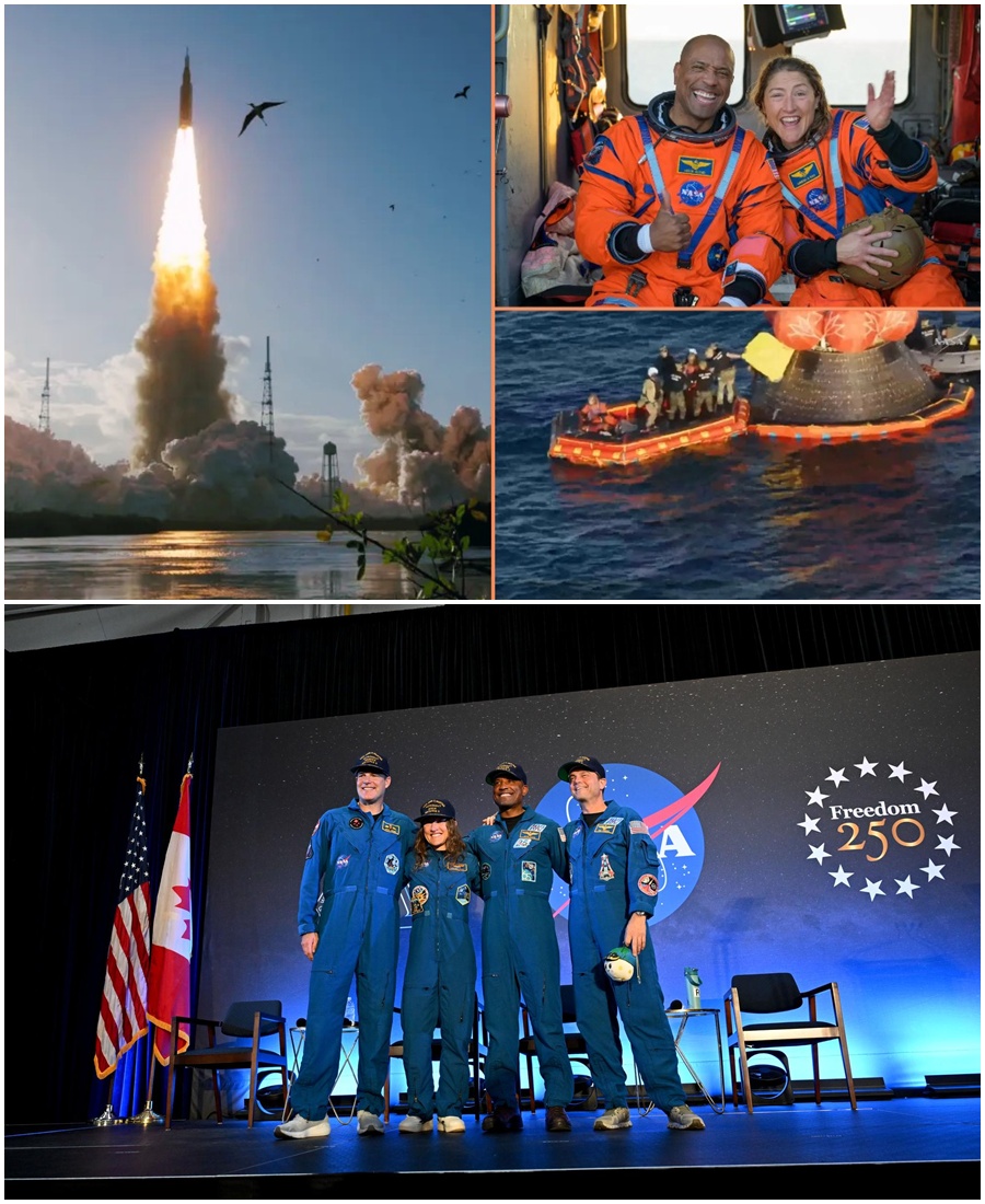 🚨 “PERFECT BULLSEYE” — 700,000 MILES LATER, THEY CAME BACK… AND THEN SOMETHING UNEXPECTED HAPPENED 🚨  The moment NASA confirmed the flawless splashdown, the world erupted — a mission to the Moon completed, a crew safely home.  But inside the capsule… it was different.  💥 Sources say the astronauts didn’t celebrate right away. Instead, they fell into each other’s arms… crying, overwhelmed after everything they had just survived.  No cameras could capture what they felt in that moment. No words could fully explain it.  They didn’t just return from space… they came back changed. 🚀  👉 Full story in the comments 👇