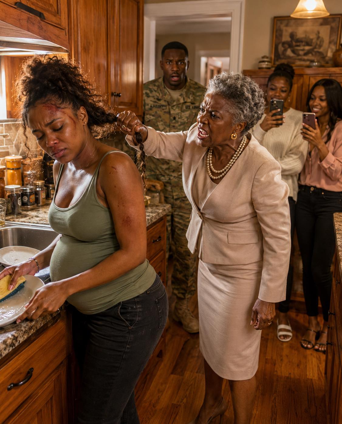 When I saw my eight-month pregnant wife washing dishes alone at ten o’clock at night, I called my three sisters and said something that left everyone silent.
