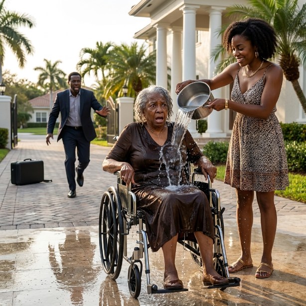 My wealthy husband came home early and caught me throwing dirty water on his blind mother, but I didn’t know he’d immediately throw my luxury bags out.