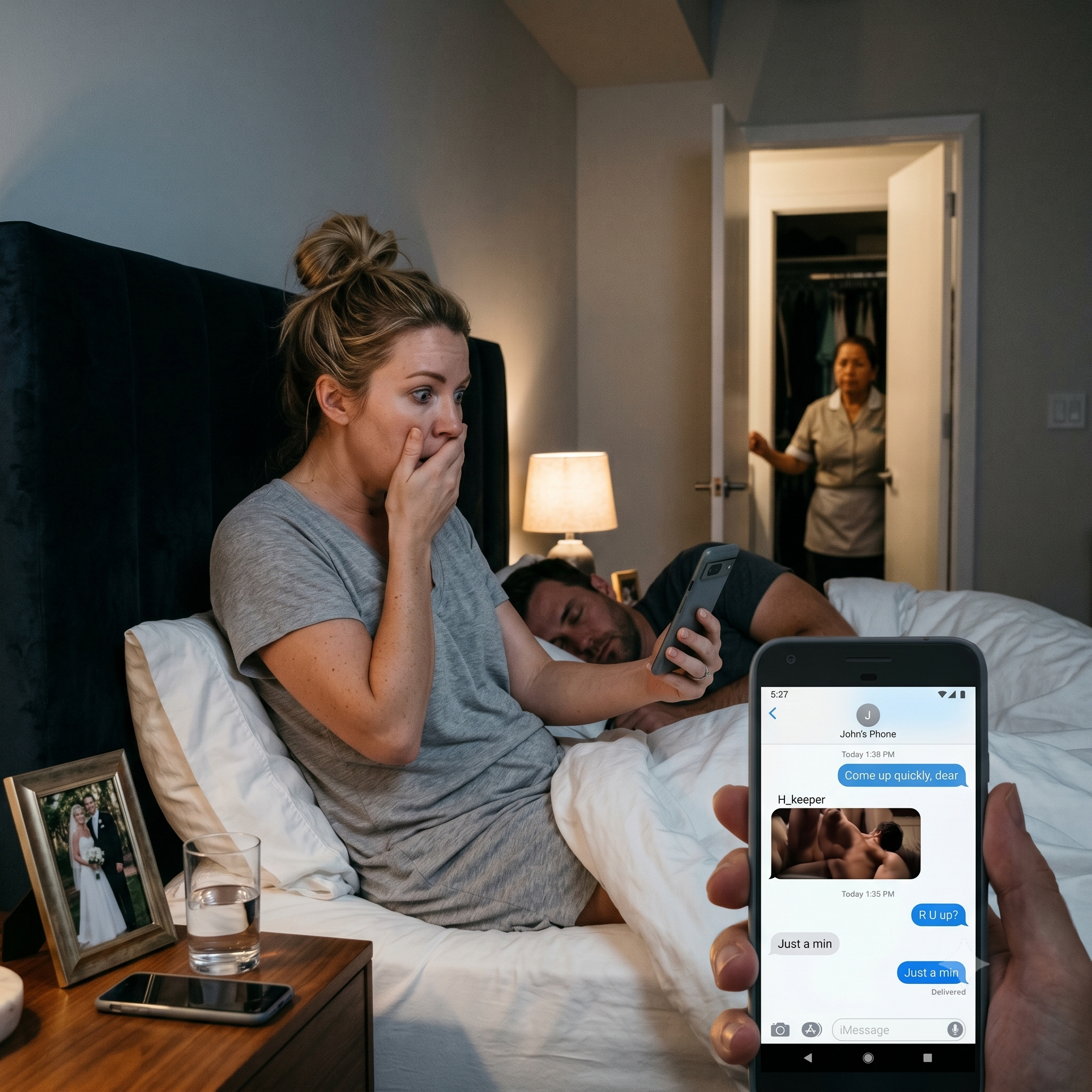 tt_Part 2: Borrowing her husband’s phone, a wife messaged the housekeeper: “Come up quickly, dear”—little did she know that, in the middle of the night, she was about to be treated to an unwitting viewing of a “h0t movie.”