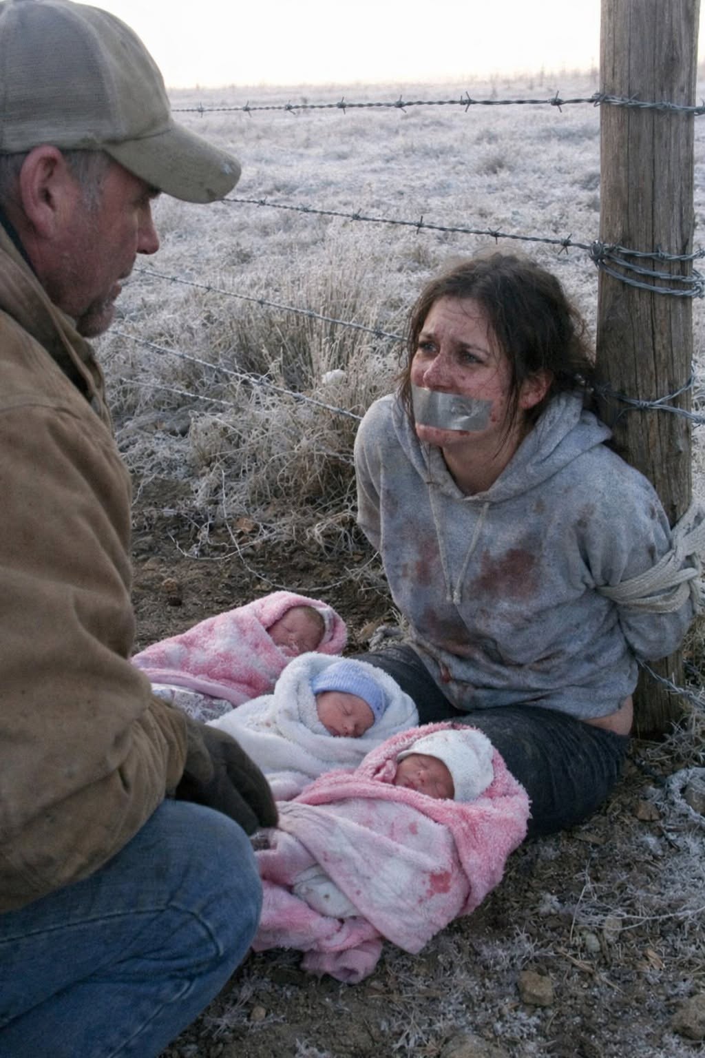 tt_“Oh God… What Kind of Monster Could Do This to You?” — The Freezing Morning a Rancher Found a Mother Bound to a Fence With Her Three Newborn Daughters