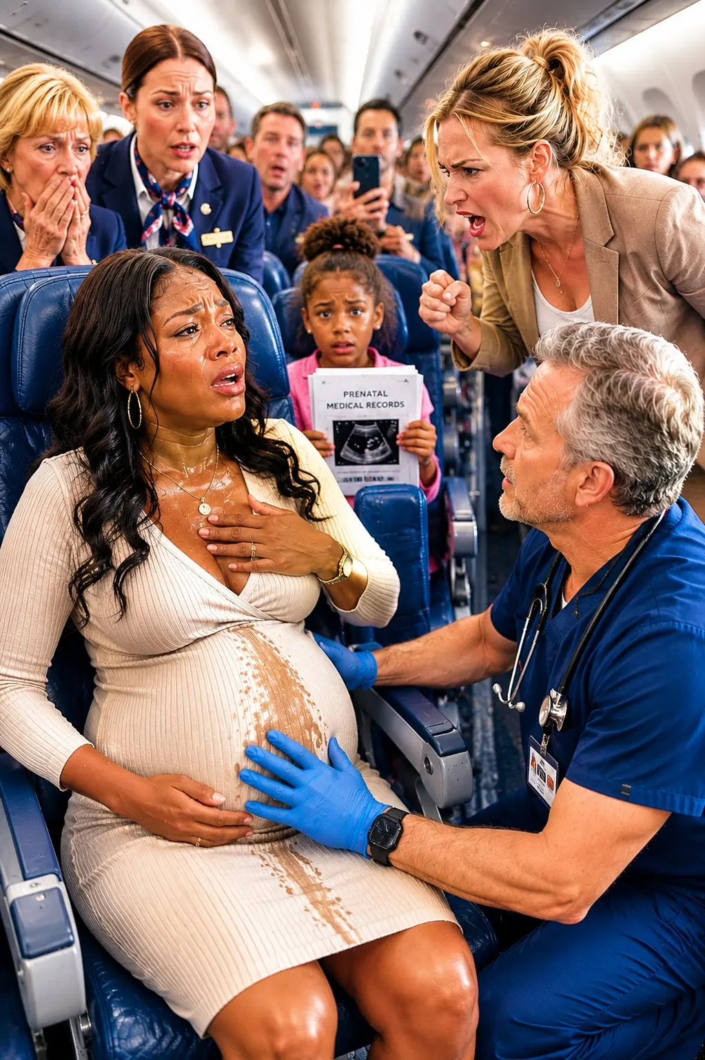 This pregnant woman begged for medical help on a flight , but a wealthy passenger called her a liar