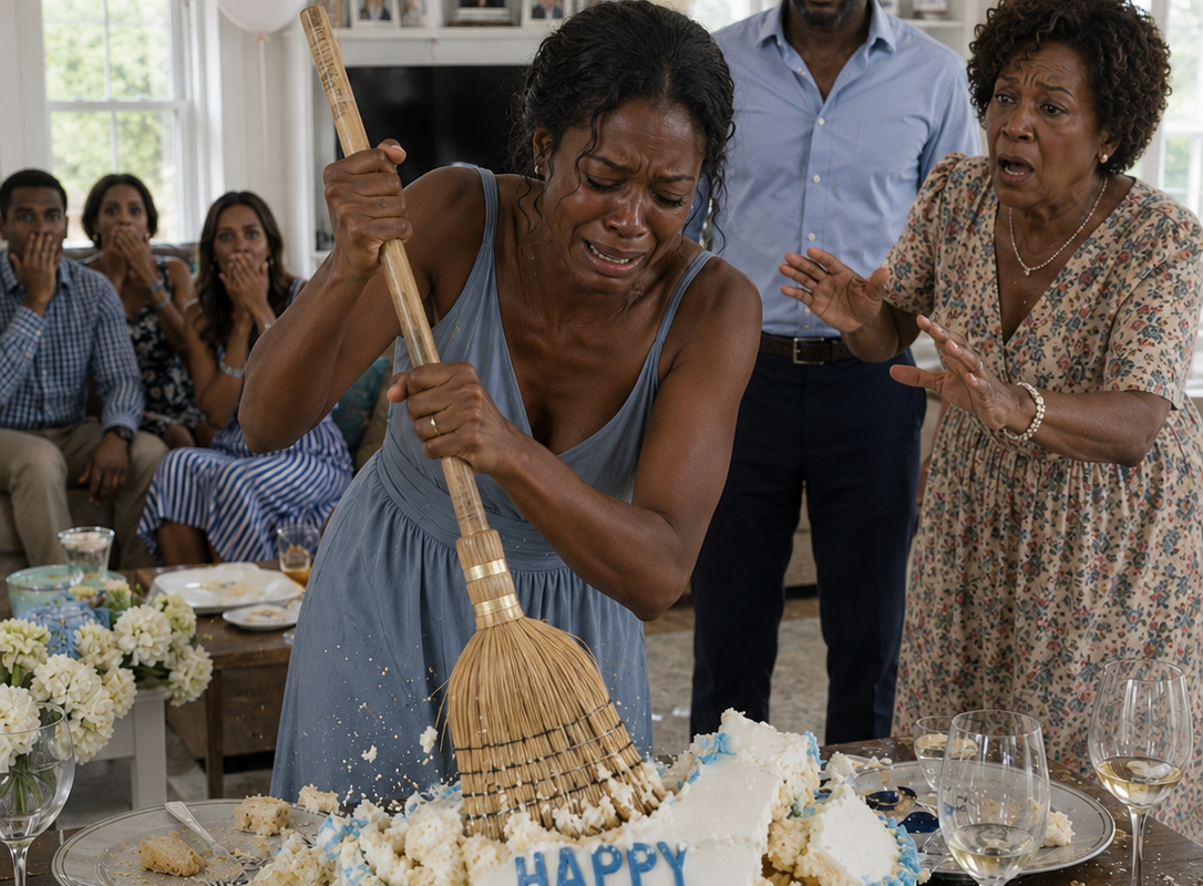 Her husband gave her a broom in front of everyone at a party and said, “Now you can finally fly away.”