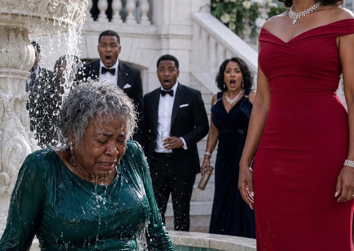 At our lavish engagement party, I watched from the balcony as my fiancée purposefully sh0ved my mother into the decorative fountain.