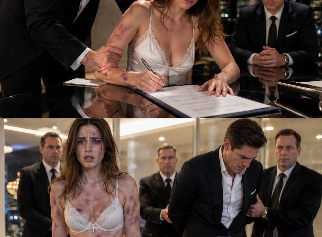 My husband gripped my already bruised wrist and pushed the transfer documents across the table.