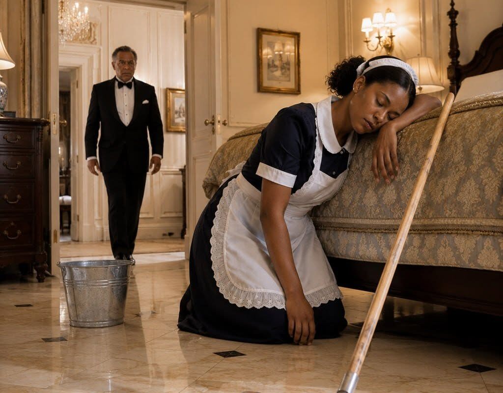 He walked into his bedroom—and found his maid asleep on his bed with a mop still in her hand. She woke up in tears, begging him not to fire her… but what he did next shocked even her.
