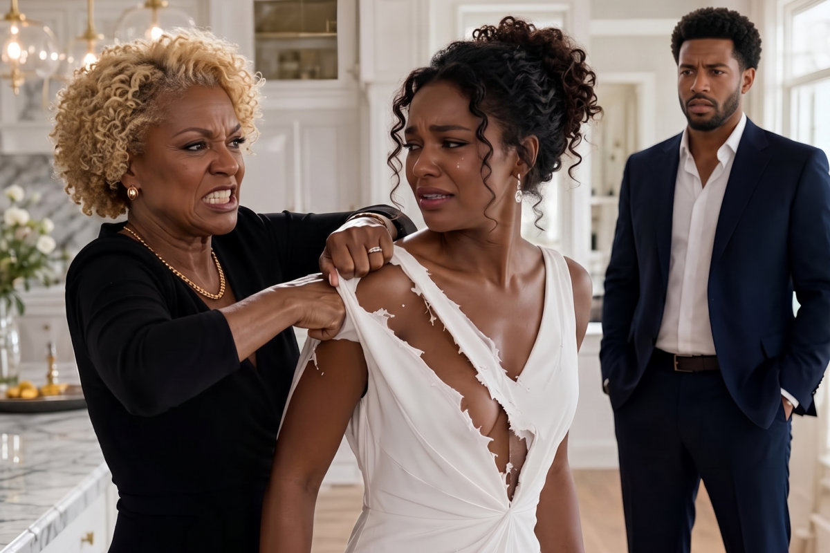 When my mother-in-law tore my white dress in the middle of my kitchen, she screamed, “My son pays for everything in this house!”