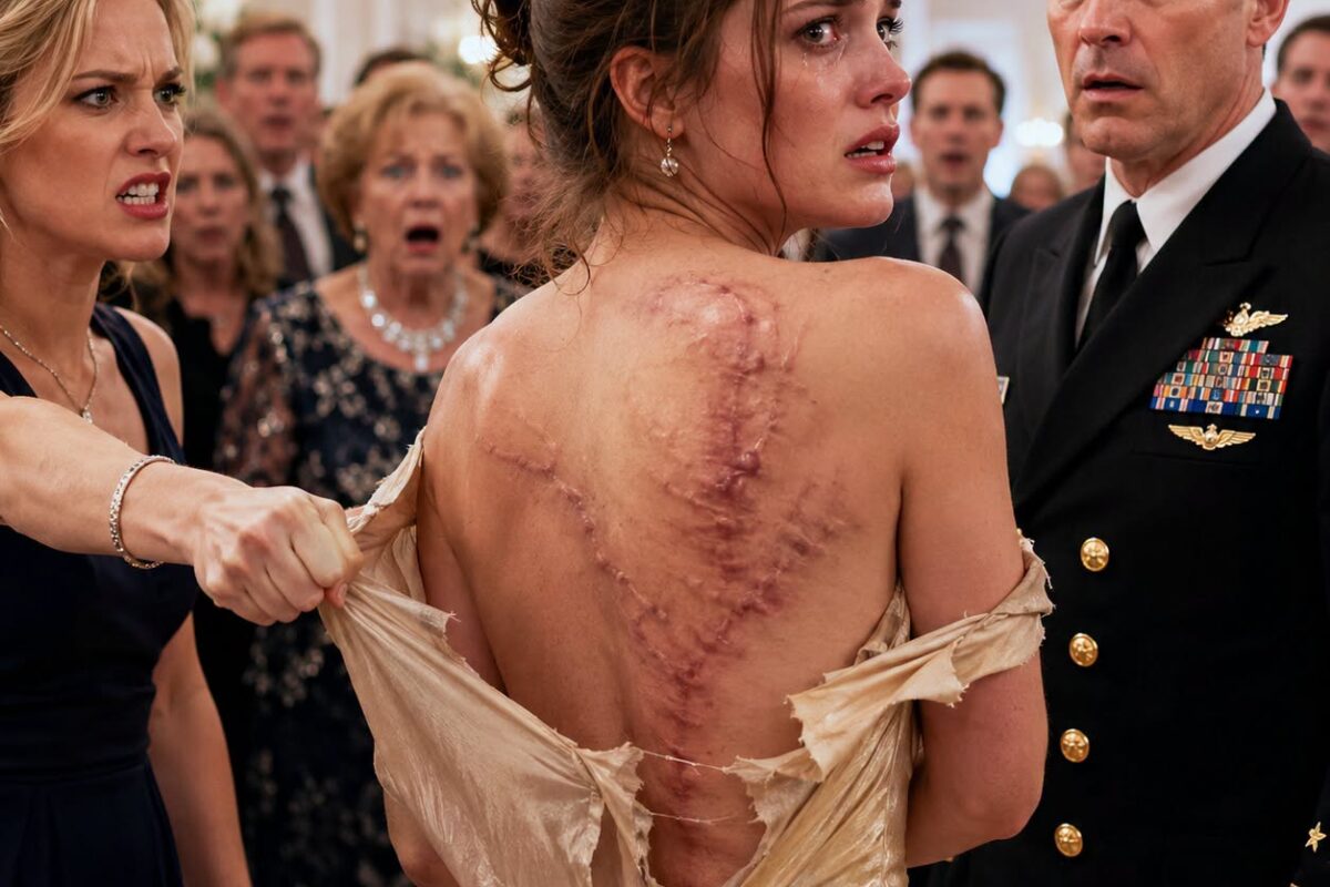 At our family reunion, my sister ripped my dress apart, exposing the brutal scars across my back