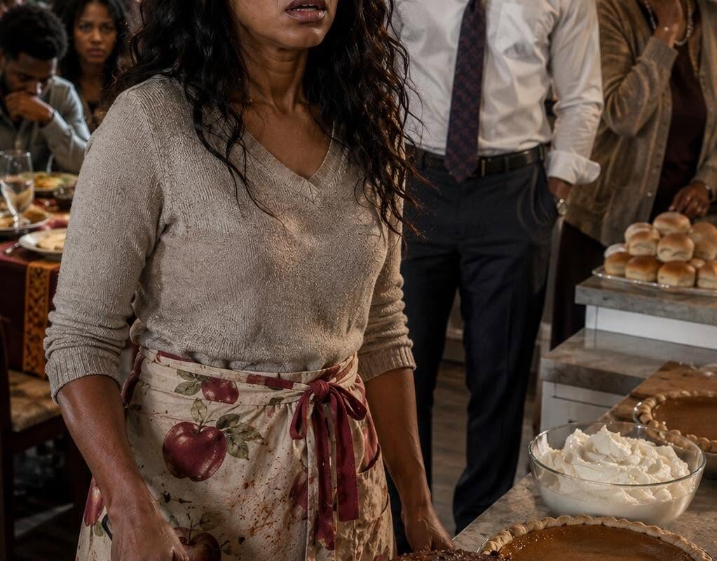 MY HUSBAND ANNOUNCED HE WANTED A DIVORCE IN FRONT OF HIS ENTIRE FAMILY WHILE I WAS COOKING THANKSGIVING DINNER. NOBODY LOOKED SURPRISED. SO I TURNED OFF EVERY BURNER, FOLDED MY APRON, AND SAID, “THEN LET YOUR NEW WOMAN FINISH THE MEAL.”