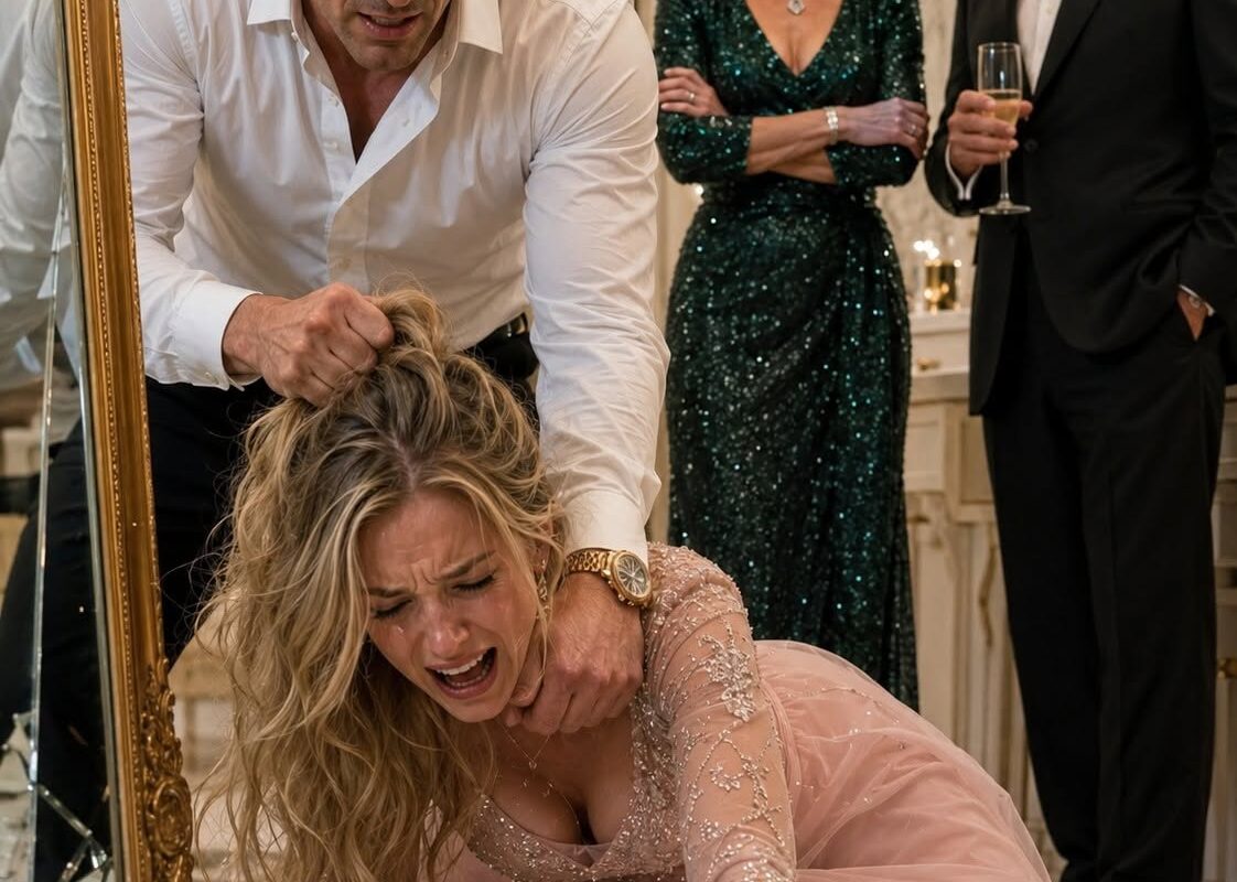I was beaten so brutally that my face shattered a bathroom mirror just one hour before our mansion filled with powerful guests