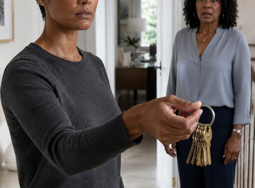 “Did you give your mother your key?”  I asked the question calmly.
