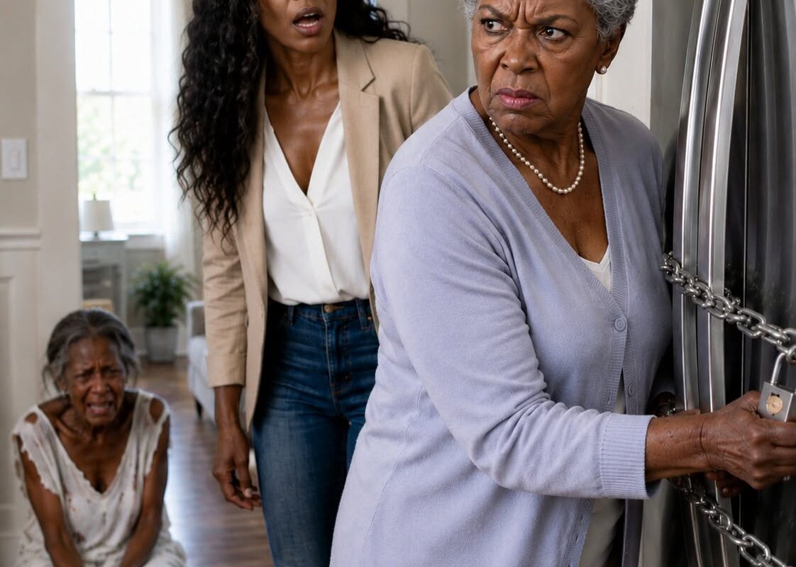 The first thing I did when I saw the chain wrapped around my refrigerator was check my mother’s face.